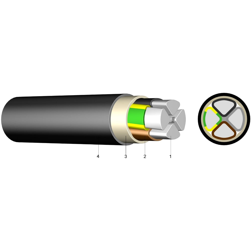 PVC insulated cable with aluminium conductor E-AYY, 1m